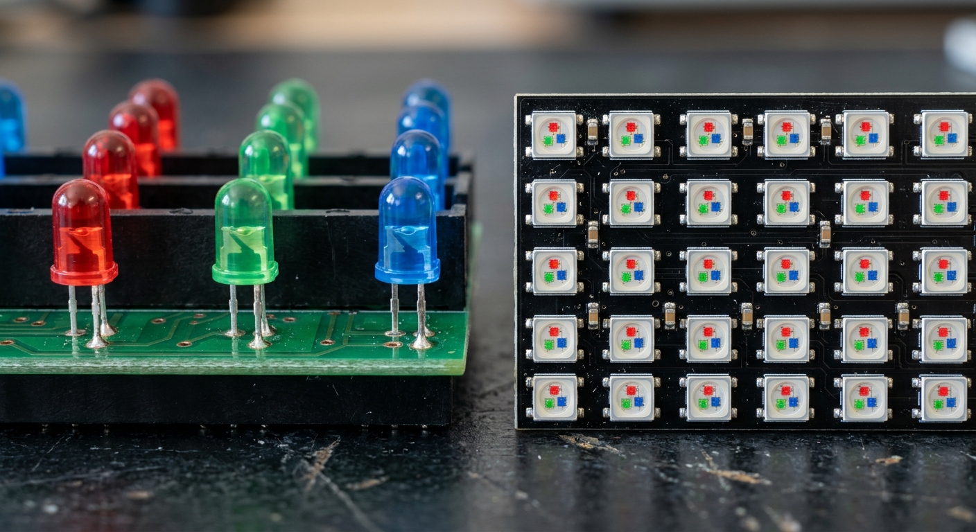 การเปรียบเทียบโครงสร้างหลอดไฟ DIP และหลอดไฟ SMD บนแผงวงจรจอ LED Outdoor ขนาดใหญ่
