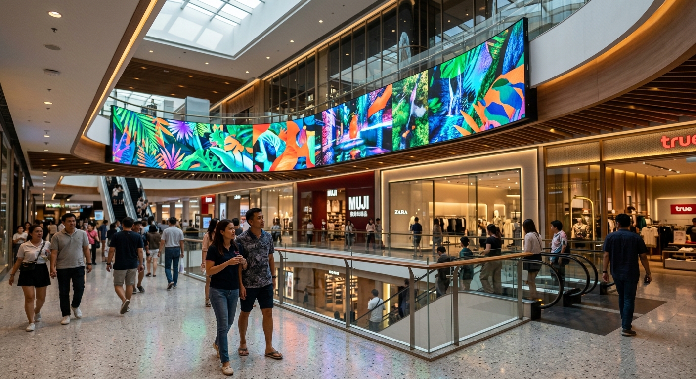 ภาพกราฟิกอธิบายโครงสร้างของ Pixel Pitch และระยะห่างของเม็ดพิกเซลบนจอ LED